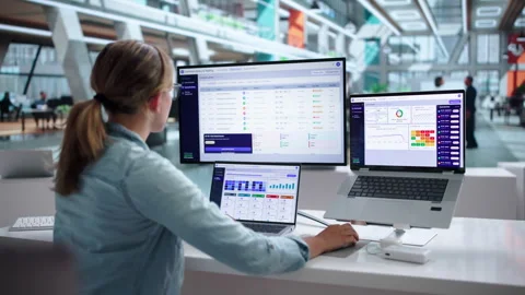 Compliance Manager Reviewing Risk Control Matrix On Laptop Stock-Footage 343878768