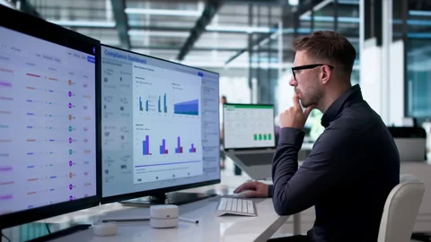 Compliance Officer Reviews Dashboard Analytics Stock Footage 340397372