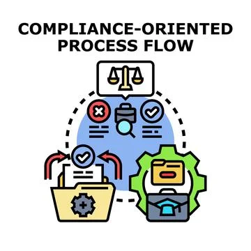 Compliance oriented process flow management system concept Stock Illustration