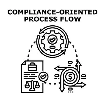 Compliance oriented process flow optimizing business regulation Stock Illustration