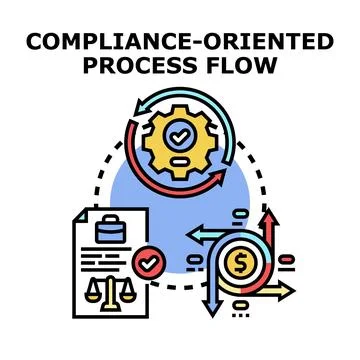 Compliance oriented process flow optimizing business regulation Stock Illustration