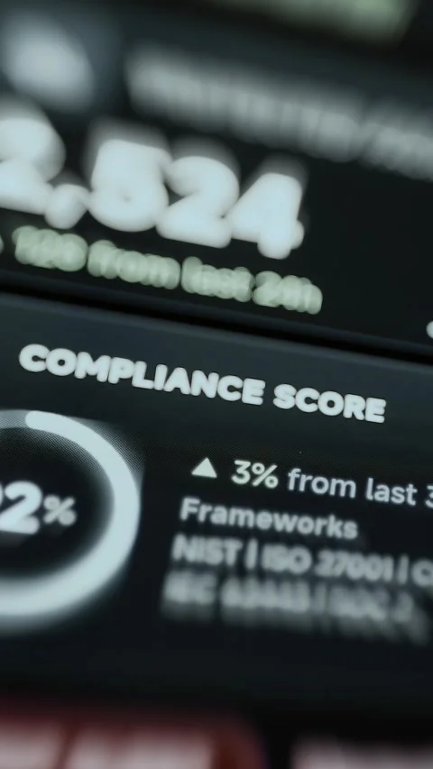 Compliance panel reports a 92 percent score Stock Footage 343365443