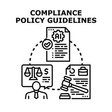 Compliance policy guidelines for artificial intelligence regulations Stock Illustration