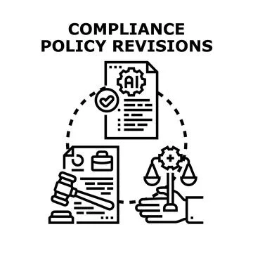 Compliance policy revisions for artificial intelligence regulation Stock Illustration