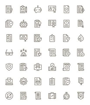 Compliance Professional Vector Set with 42 Regular Line Grid Fitted 128x128.. イラスト素材