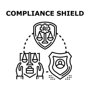 Compliance shield protecting data and artificial intelligence legal Stock Illustration