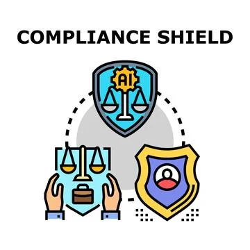 Compliance shield protecting data and artificial intelligence legal Stock Illustration