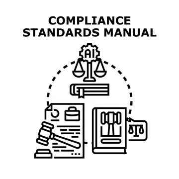 Compliance standards manual for artificial intelligence regulations Stock Illustration