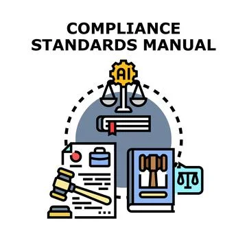 Compliance standards manual for artificial intelligence regulations Stock Illustration