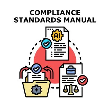 Compliance standards manual document process concept 库存插图