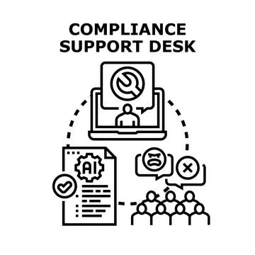 Compliance support desk assisting with regulations and policy Stock Illustration