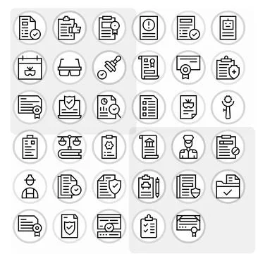Compliance Vector Icon Toolkit featuring 35 Grid Fitted 256x256 Regular Lin.. Stock Illustration