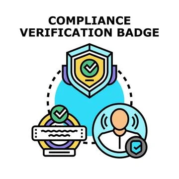 Compliance verification badge vector concept illustrations Stock Illustration