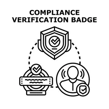 Compliance verification badge vector concept illustrations Stock Illustration