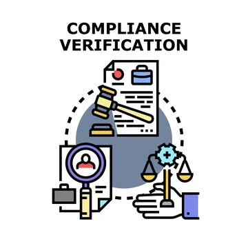 Compliance verification process checking legal and ethical standards イラスト素材