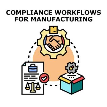 Compliance workflows for manufacturing process regulation Stock Illustration