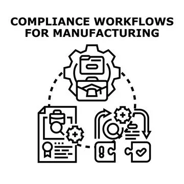 Compliance workflows optimizing manufacturing industry management process Illustrazione stock