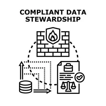 Compliant data stewardship protecting information privacy Stock Illustration