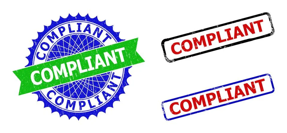 COMPLIANT Rosette and Rectangle Bicolor Watermarks with Corroded Surfaces Stock Illustration