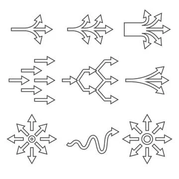 Complicate outline icon set Stock Illustration