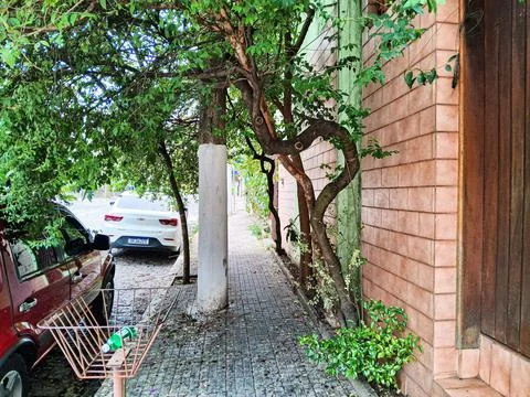 Complicated circulation on a sidewalk. Stock Photos