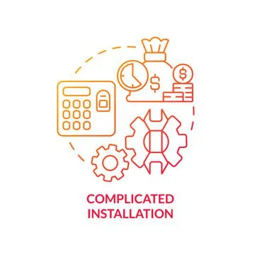 Complicated installation red gradient concept icon Illustrazione stock