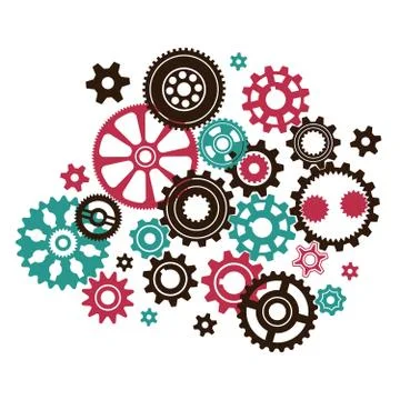 Complicated intricate clock mechanism Stock Illustration