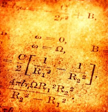 Complicated mathematics on an orange background Stock Photos