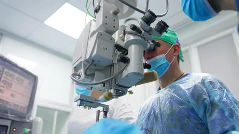 Complicated technological device for eye surgery.  Stock Footage 196227138