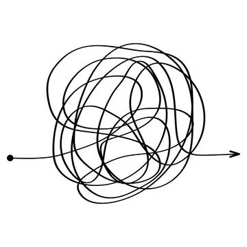 Complicated way with scribbled chaos line doodle icon, idea busy sign vector Ilustración de archivo