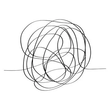 Complicated way with scribbled chaos line doodle icon, idea busy sign vector Stock Illustration