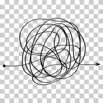Complicated way with scribbled chaos line doodle icon, idea busy sign vector Stock Illustration