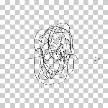 Complicated way with scribbled chaos line doodle icon, idea busy sign vector Stock Illustration