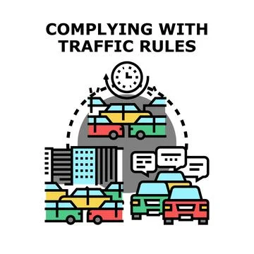 Complying with road traffic safety rules Stock Illustration