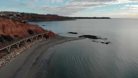 Compoamor beach from the air on a cloudy day. Stock Footage 135300235