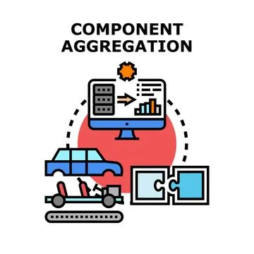 Component aggregation assembling process development icon Stock Illustration