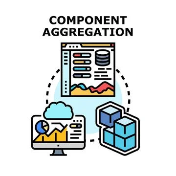 Component aggregation process combining data and elements 库存插图