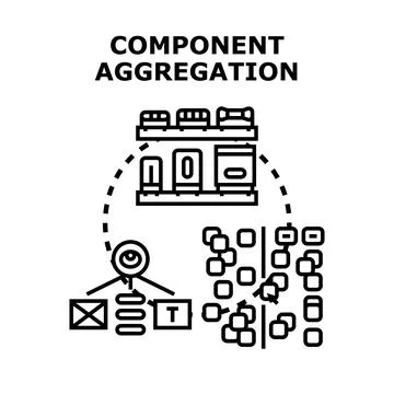 Component aggregation process combining diverse elements Stock Illustration