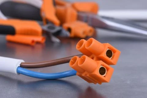 Component and tools for electrical installation 스톡 사진