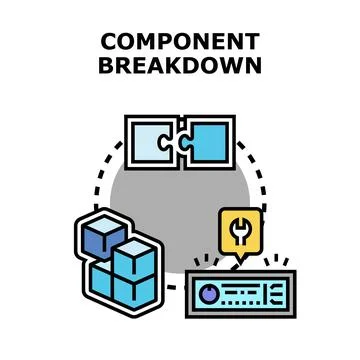Component breakdown analyzing system module structure process Stock Illustration