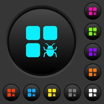 Component bug dark push buttons with color icons Stock-Illustration