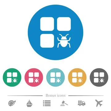 Component bug flat round icons 스톡 일러스트