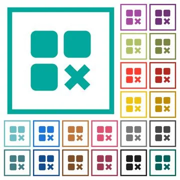 Component cancel flat color icons with quadrant frames Illustrazione stock