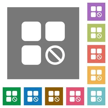 Component disabled square flat icons Stock Illustration