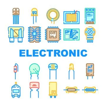 Component electronic chip icons set vector 스톡 일러스트