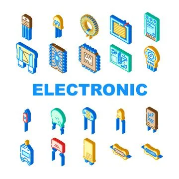 Component electronic chip icons set vector 스톡 일러스트