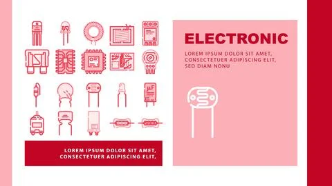 Component electronic chip landing header vector 스톡 일러스트