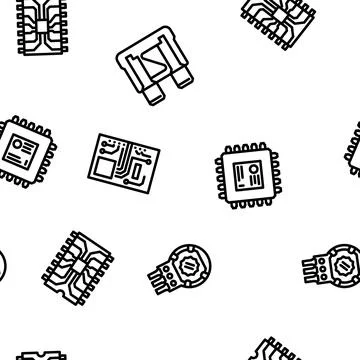 Component electronic chip vector seamless pattern イラスト素材