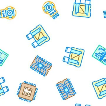 Component electronic chip vector seamless pattern Stock Illustration