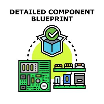 Component engineering planning producing electronic device blueprint Ilustración de archivo